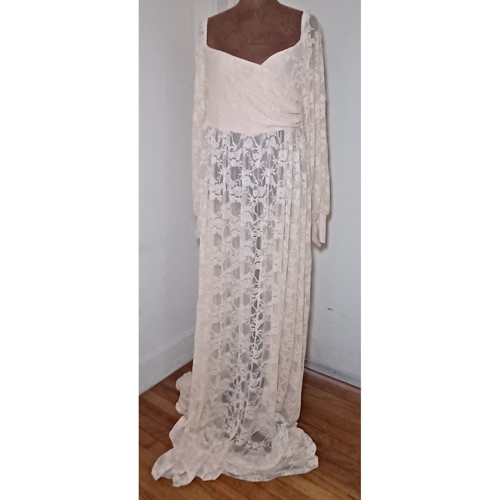 Lace Maxi Dress Sz L  Maternity‎ Cottagecore Boho Renaissance Fairycore Ethereal